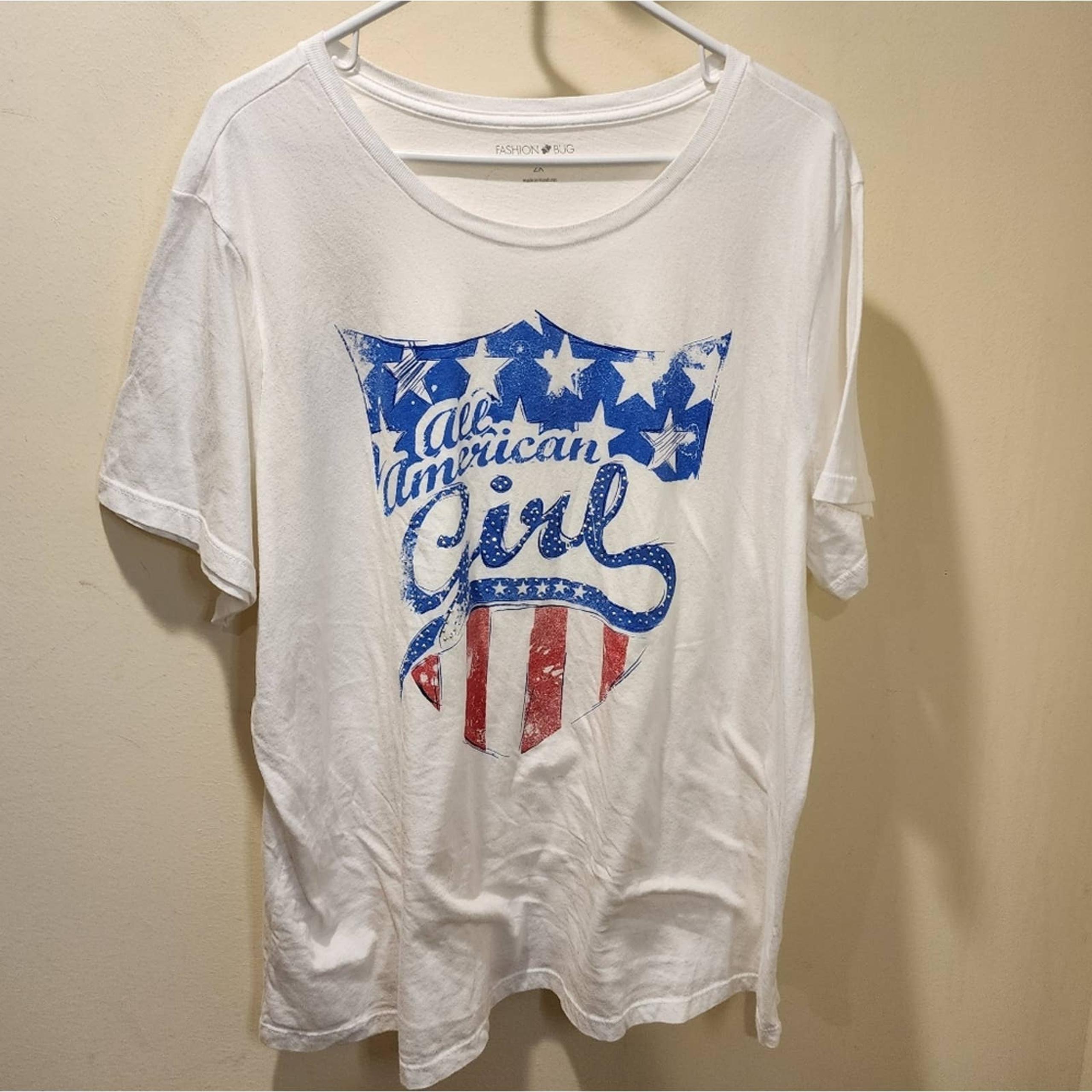 Fashion Bug ALL American Girls white American Flag tshirt plus size 2x