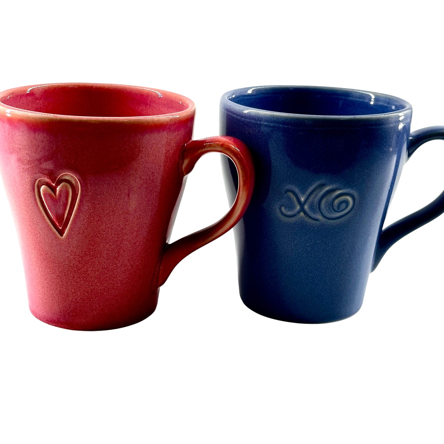 2 Starbucks 2006 15oz XO Periwinkle and pink heart Mug Cup Valentine's Day