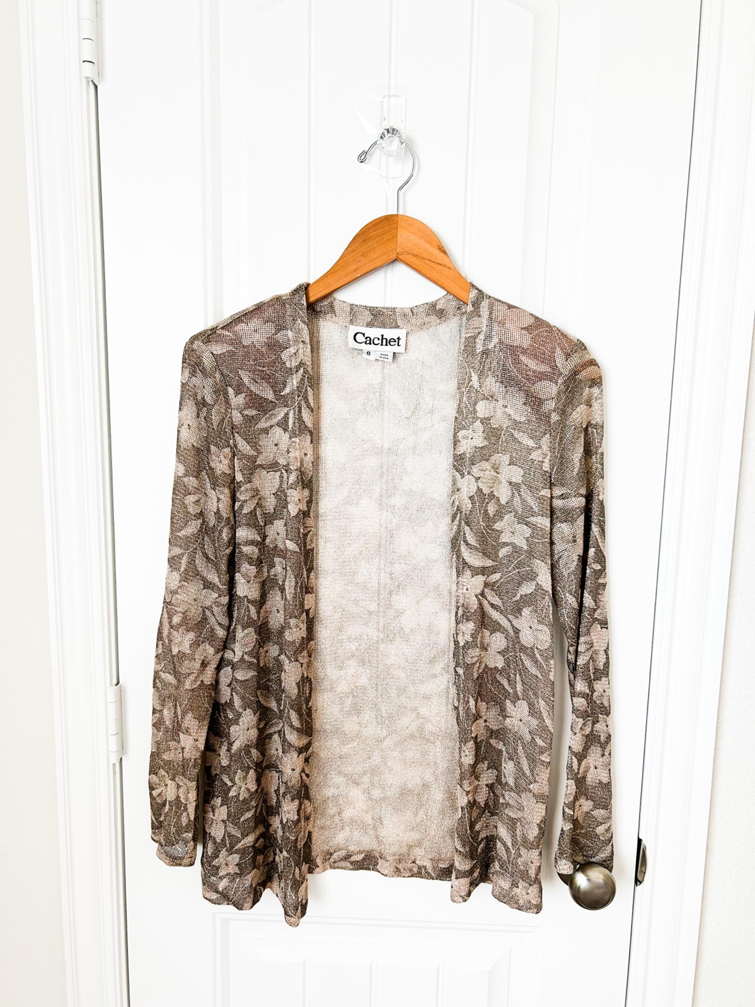 Cachet Shimmer Floral Cardigan Size 8