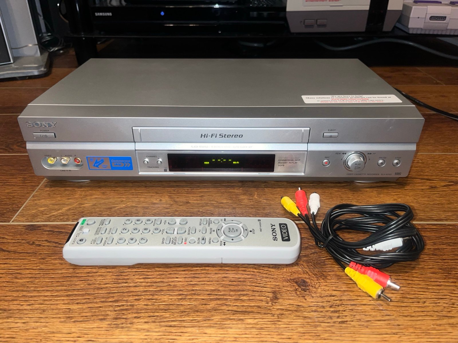 Sony SLV-N750 VCR VHS Player Hifi Stereo Flash Rewind w/ Remote Cables