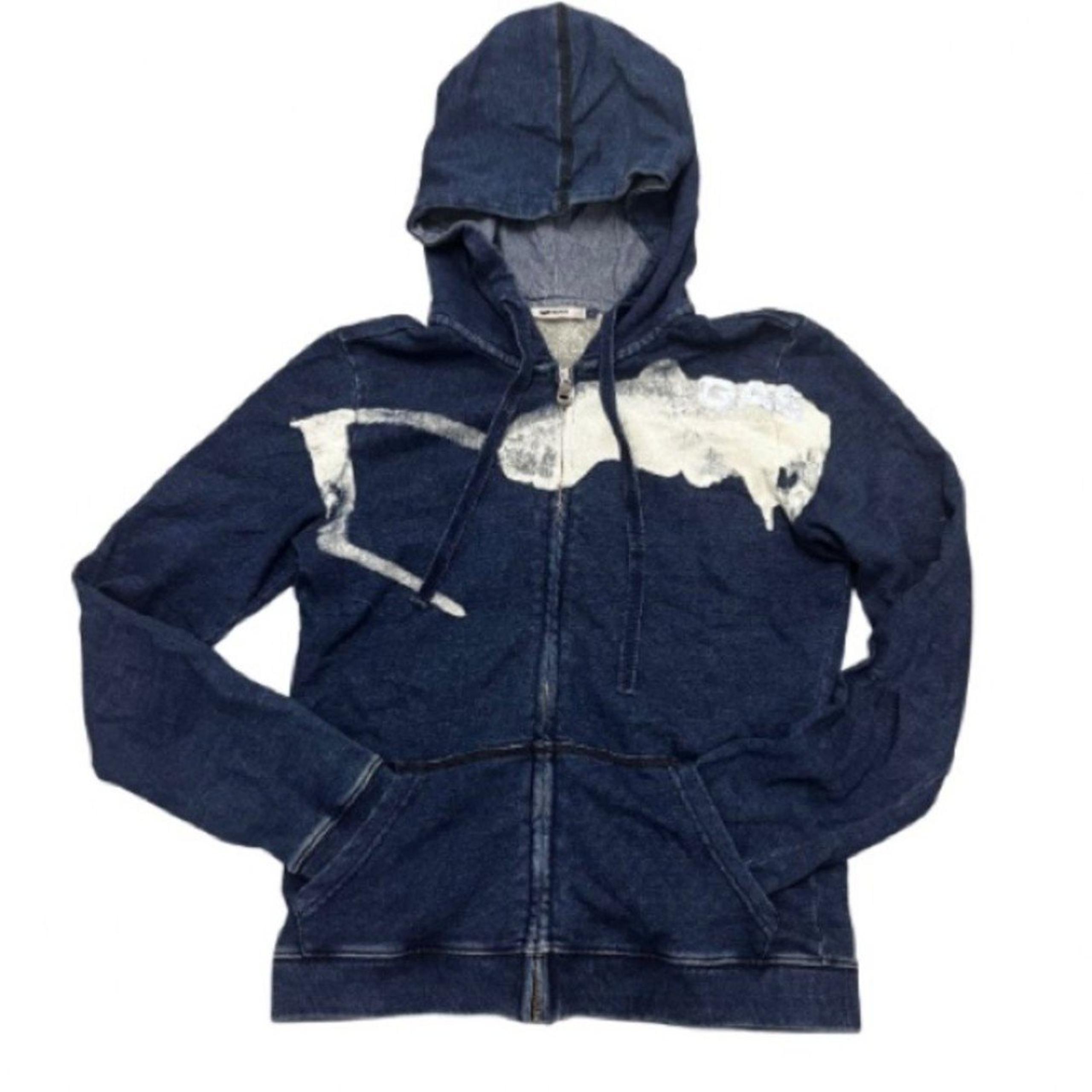 Gas Women’s Zip Up Hoodie Blue 100% Cotton Size Large