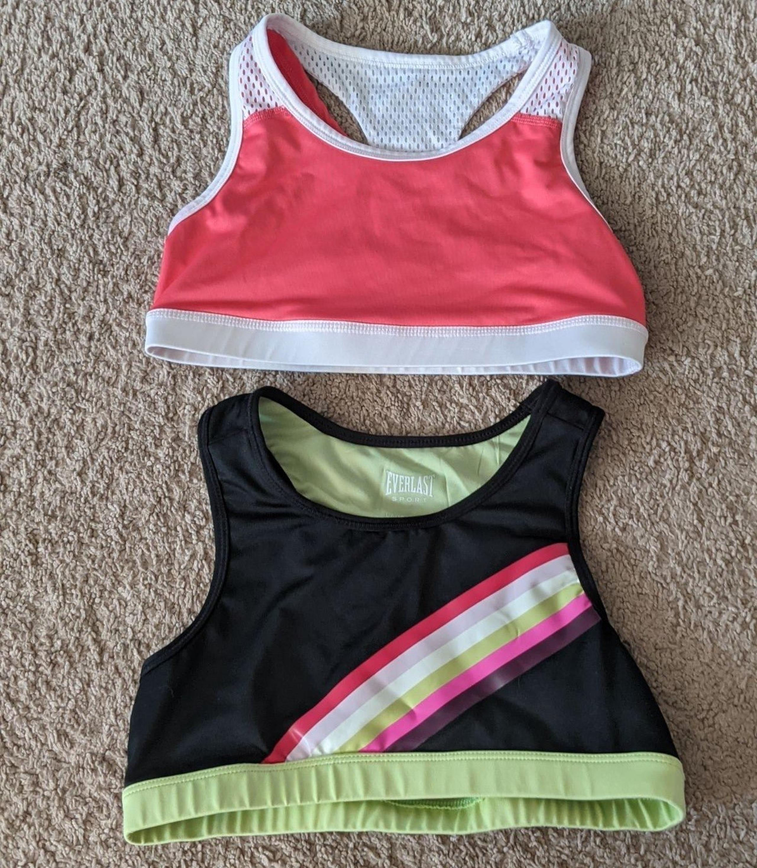 2 Girls Sports Athletic Bra, coral and rainbow