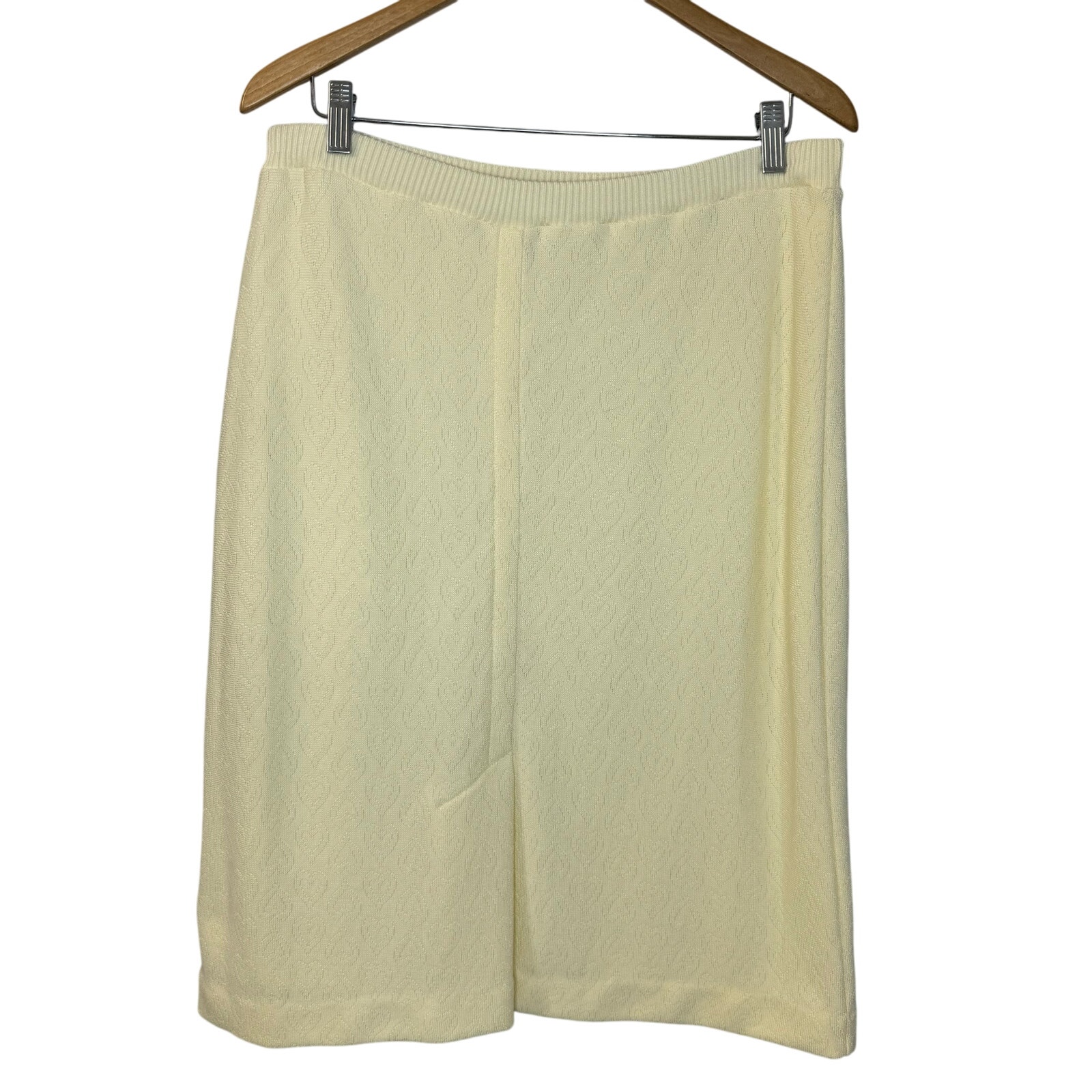 Givenchy Sport Vinatge Pointelle Hearts Midi Skirt Pull-on Cream Nylon L