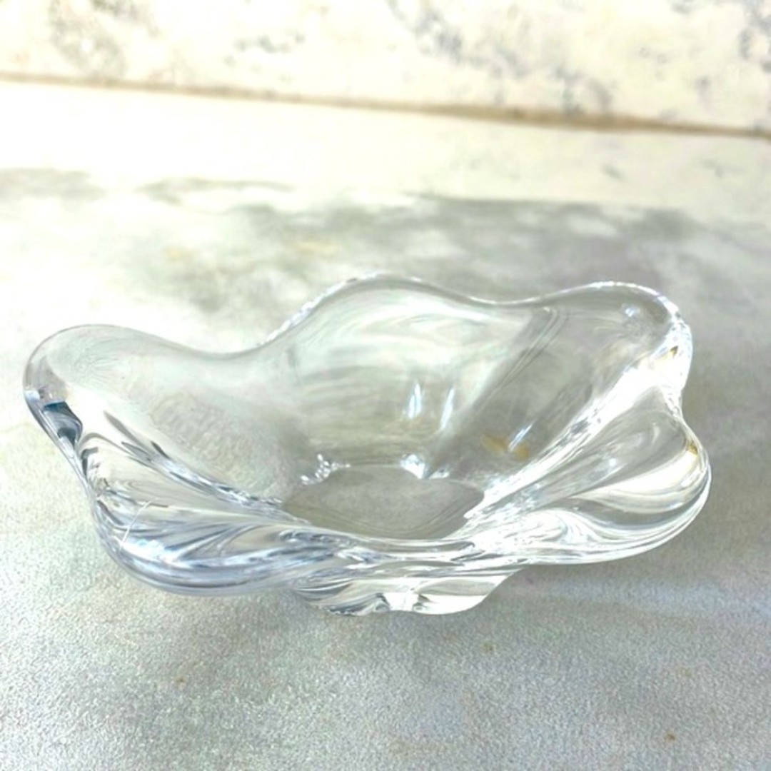 Daum Made in France Crystal Modernist Vintage Freeform Amoeba Shaped Ashtray EUC