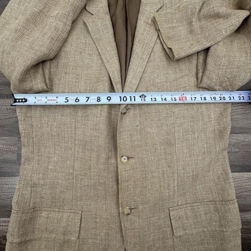 Vintage Polo Ralph Lauren Tweed Blazer 41R - Wool Sport Coat Jacket Brown Italy - detail
