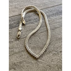 925 Italy Sterling Silver Chain Necklace V Shaped Wide Flat Vintage 17”