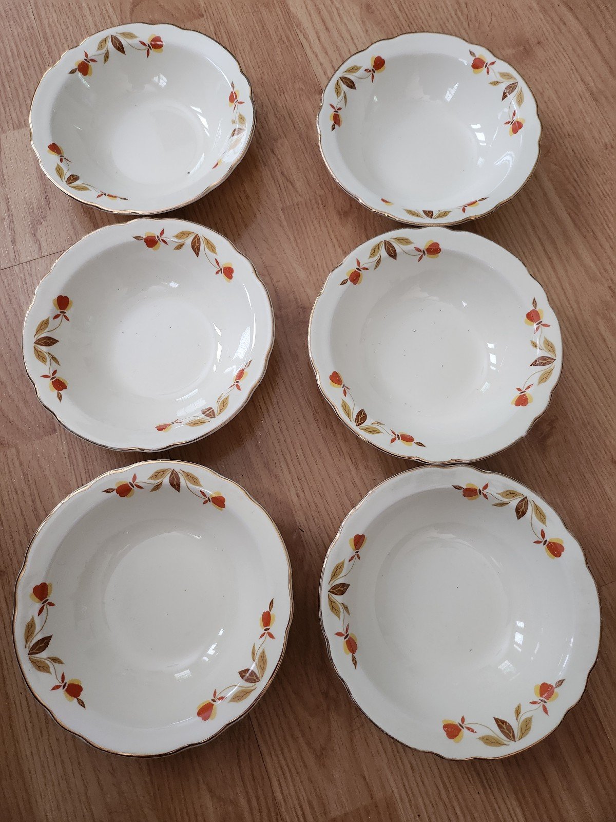 Set of six vintage Autumnware soup/salad bowls, Mary Dunbar Hall Superior