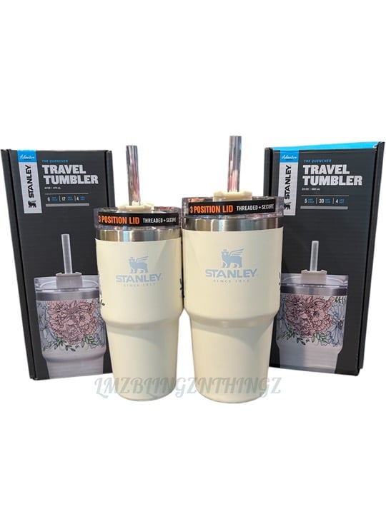 Stanley Adventure Quencher Travel Cream Floral 23oz & 16oz Tumbler Set~BNWT