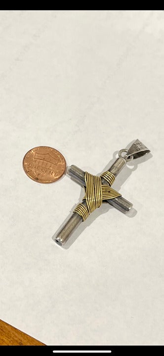 Vintage Two Tone Religious Cross Pendant