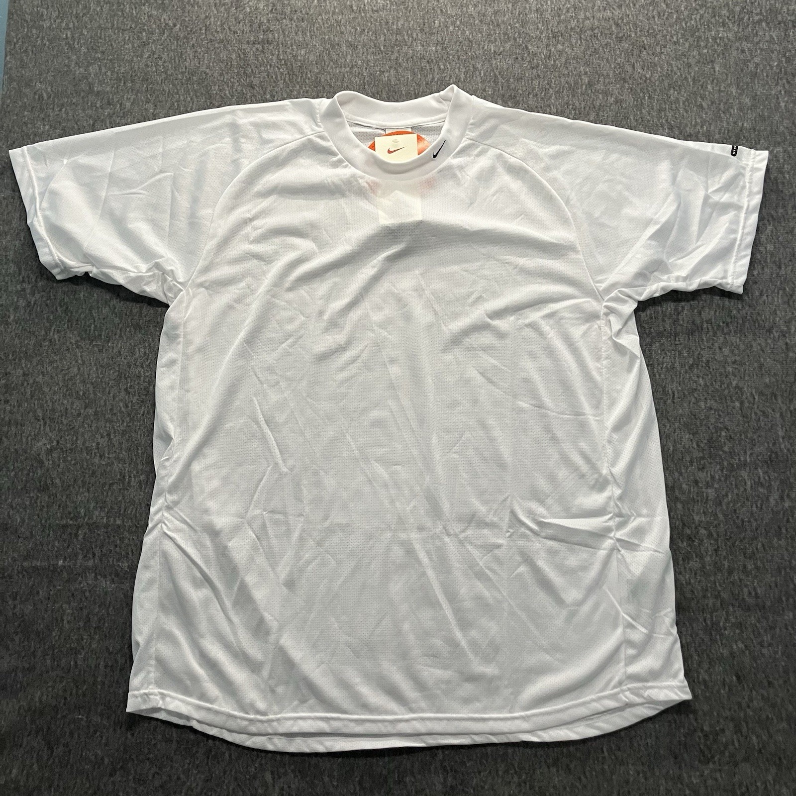 Vintage 90s Nike Small Swoosh White Dri Fit T-Shirt Men's Size XXL 2XL White Tag