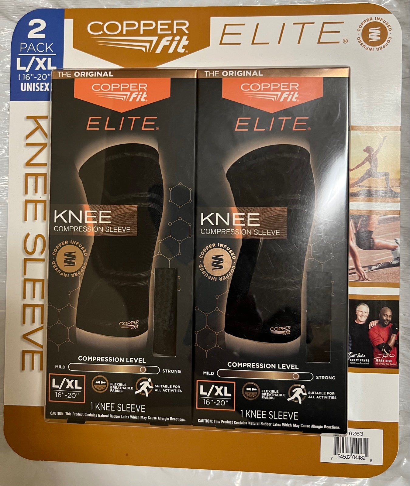 Copper Fit Elite Knee Sleeve, 2-Pack Size L/XL