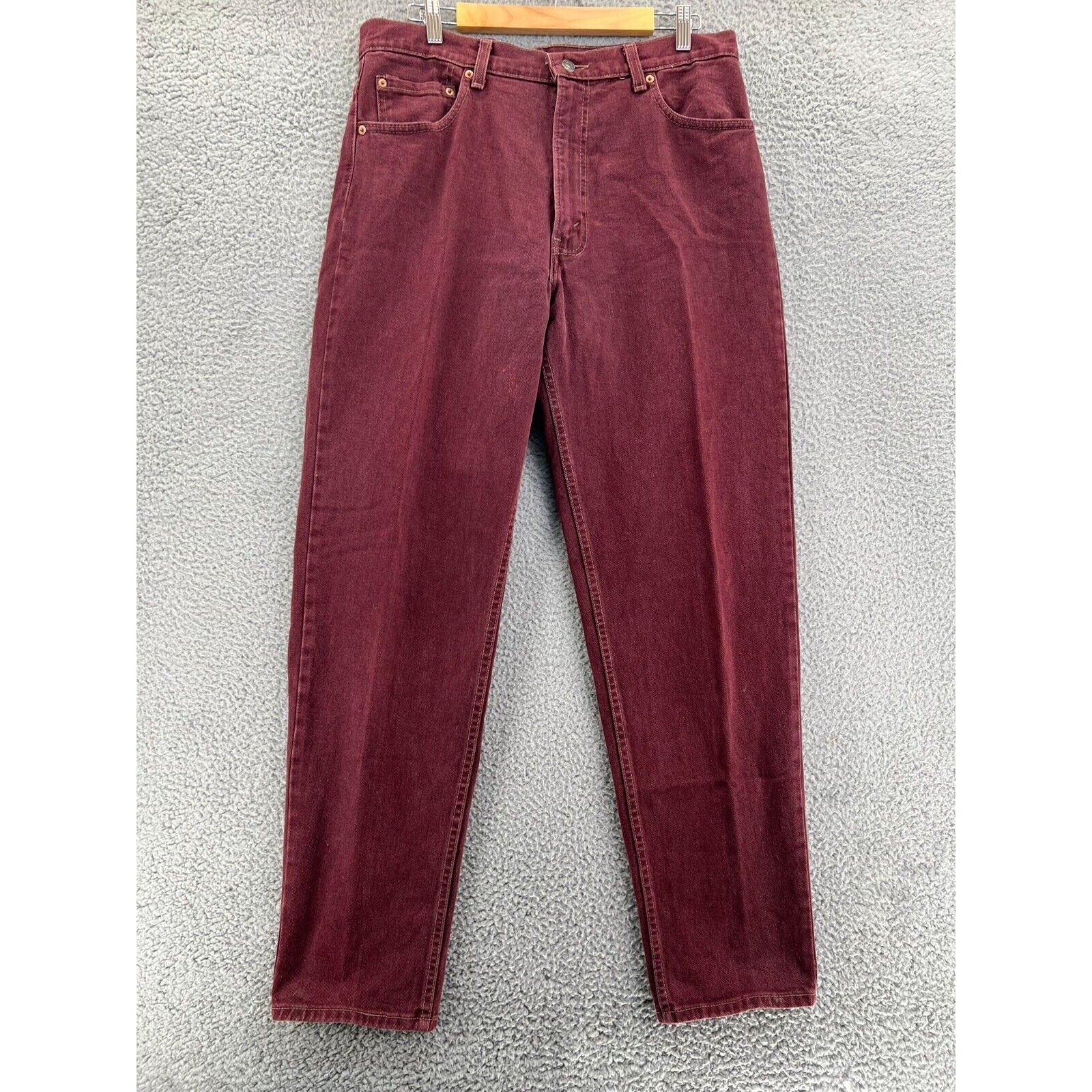 LEVI'S 550 Vintage 90s Burgundy Men 36x32 (34x32 Actual) Baggy Heavy Denim READ