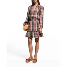 Veronica Beard Womens Destiny Crinkle Plaid A-Line Midi Dress Size 2 NWT
