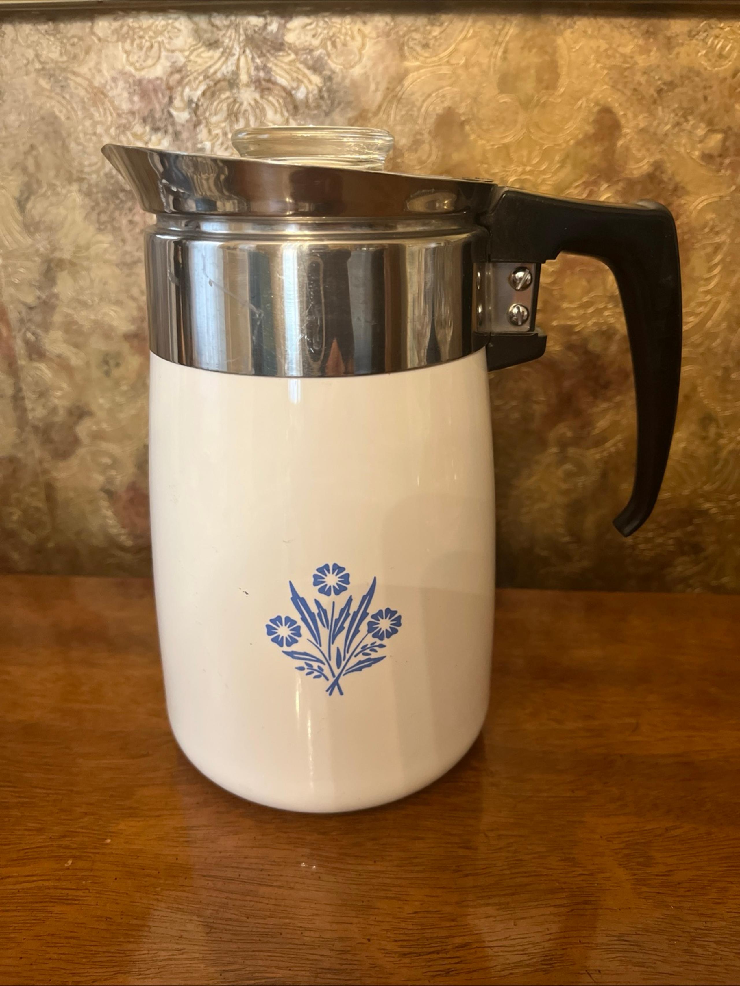 Vintage Corning blue cornflower 6 cup carafe