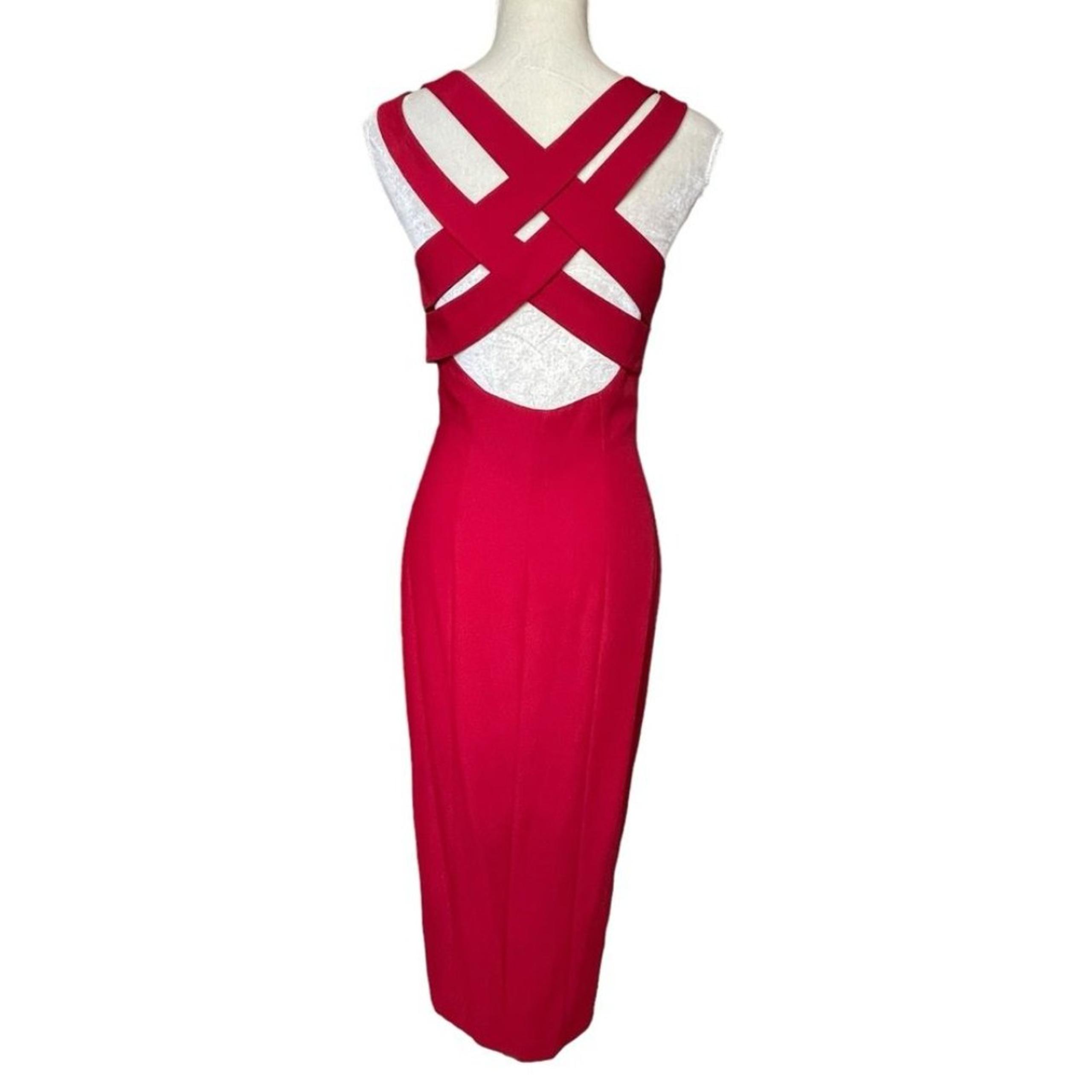 Vintage 310 for Shox Red Dress Women’s Size 7 Crisscross Back Sexy Body-fitted