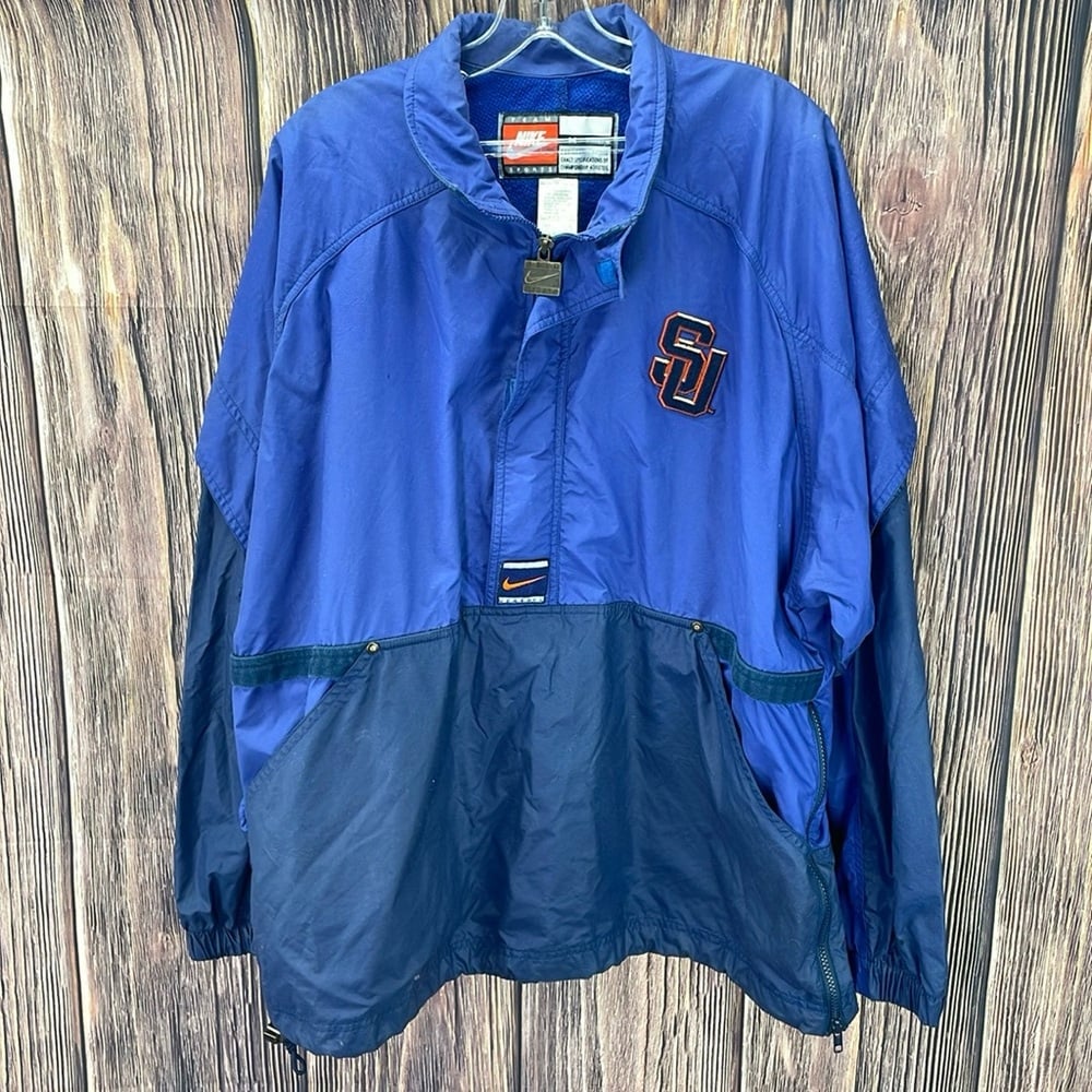 Vtg Nike team sports Syracuse football 1/2 zip windbreaker jacket SZ med. EUC