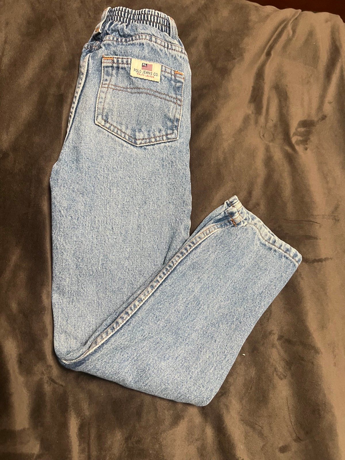 Polo Ralph Lauren Jeans Boys 7 Distressed Straight Leg Patch Adjustable Wa