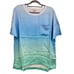 NWT Badgley Mischka XL Ombre Blue-Green Mulberry 100% Silk Pocket Tee Shirt