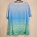 NWT Badgley Mischka XL Ombre Blue-Green Mulberry 100% Silk Pocket Tee Shirt