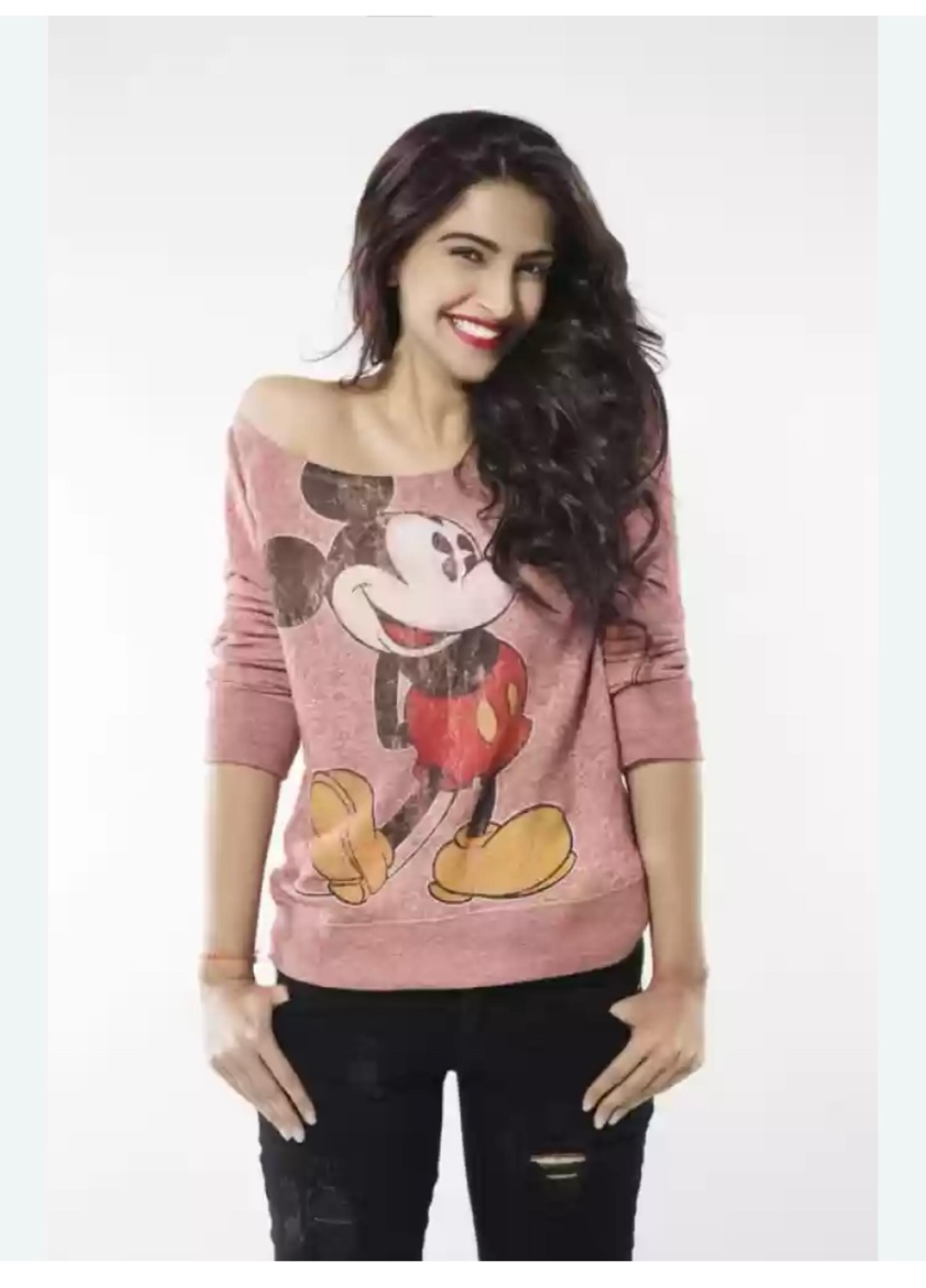 Disney Parks Mickey Mouse Long Sleeve Distressed Sweater Top Women Size Medium