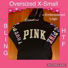 VS PINK BLING Watercolor Pullover Hoodie - Oversized XS
