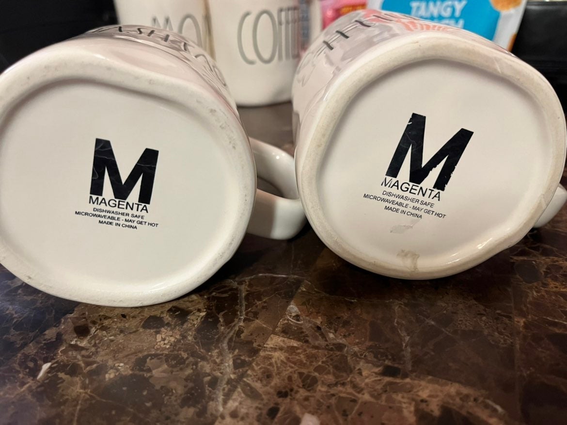 Rae dunn #HUSTLE & discount #HASHTAG MStamped mugs