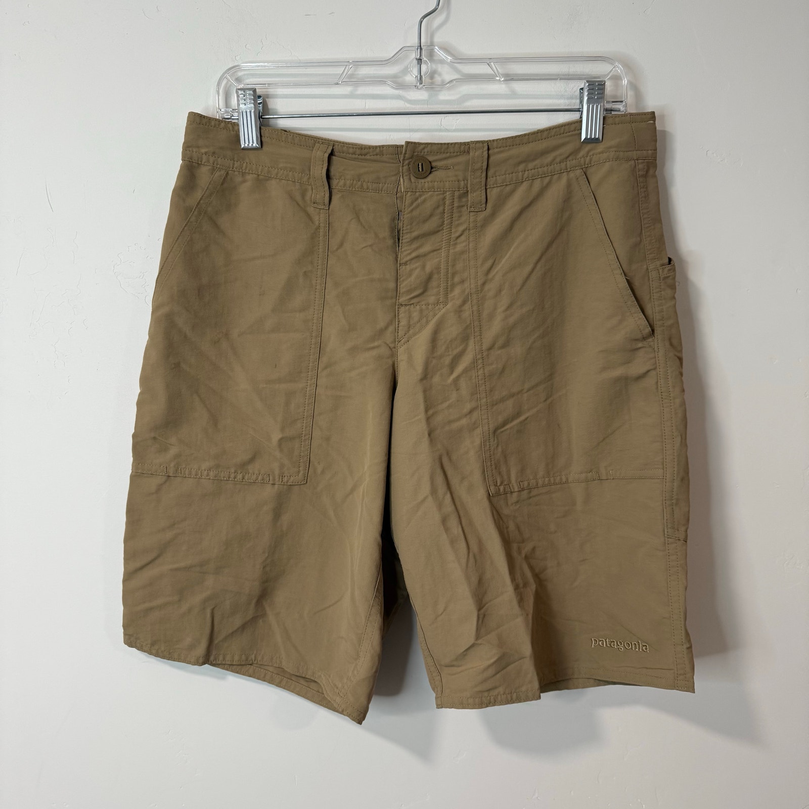 Patagonia Mens Wavefarer Stand Up Shorts Tan Khaki 30 Hybrid Nylon Trail Outdoor