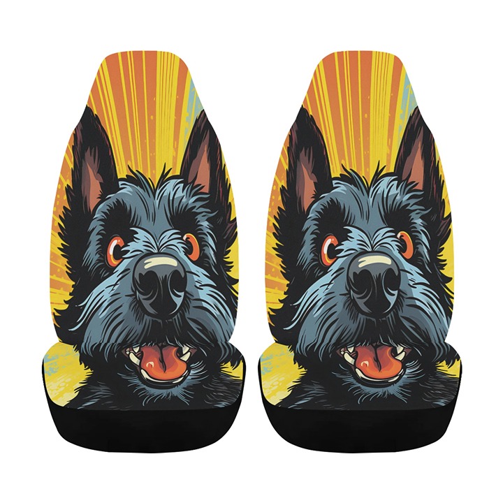 Scottish Terrier Pop Art Car Seat Cover Airbag Compatible (Set of 2)