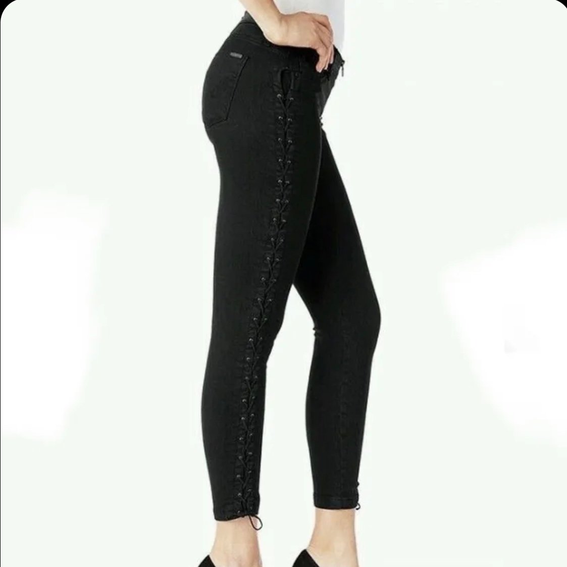 Hudson Black Skinny Jeans with Lace Up Sides