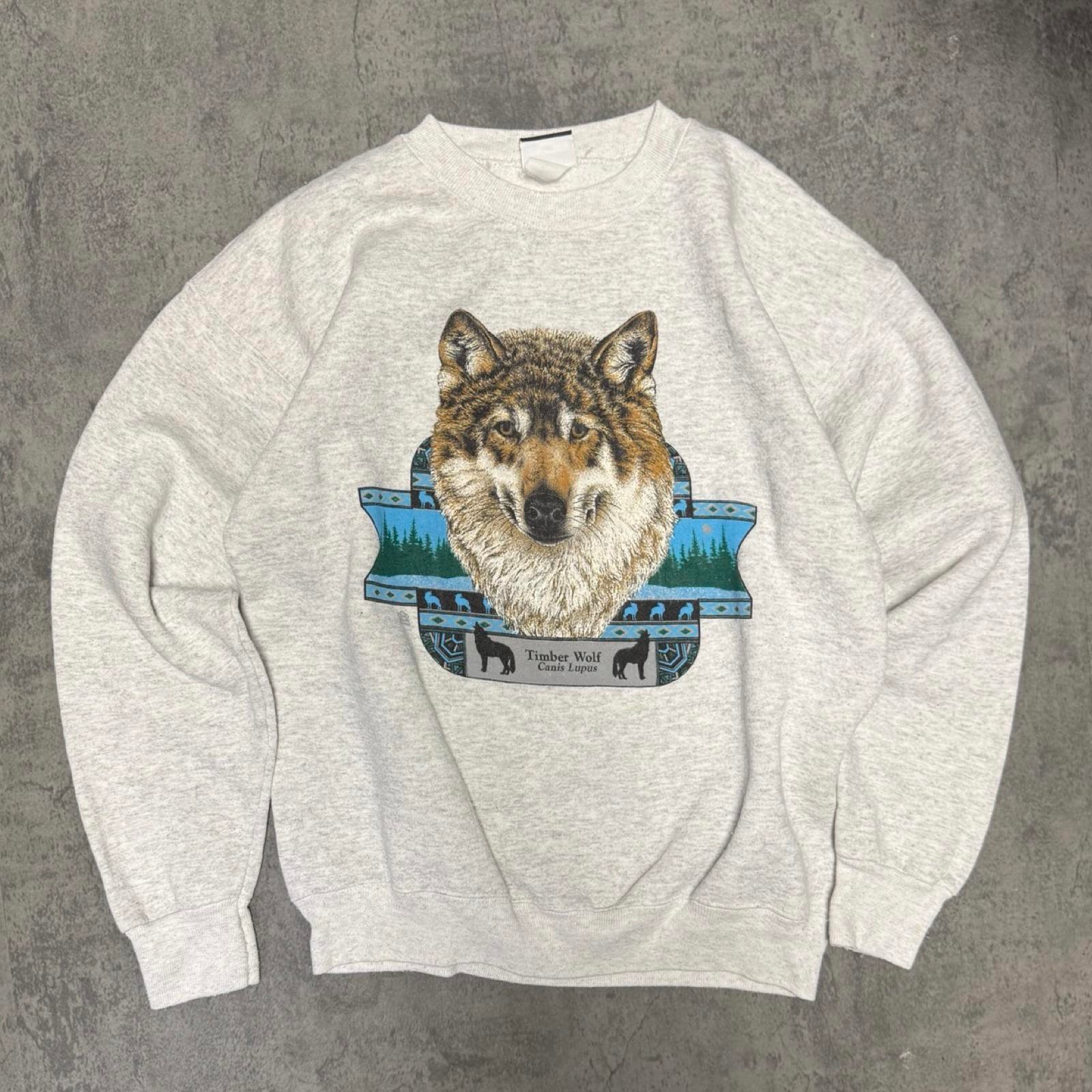 90's Wolf Nature Crewneck -- M --