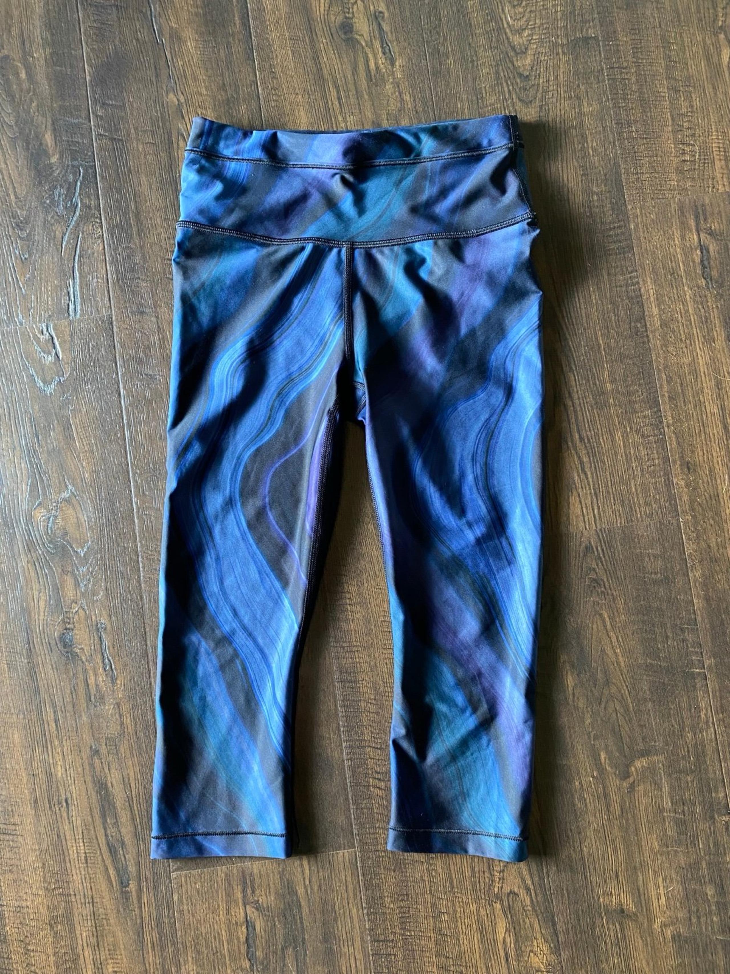 athleta accelerate geode navy blue black HR athletic cropped leggings women’s XS