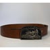 Vintage Rainbow Metals Sandcast Bronze Home Train Buckle Leather Belt 57 Long