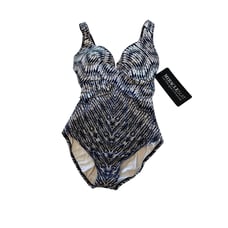 Miraclesuit Women's Silver Shores Criss Cross Escape Swimsuit Size 14 200