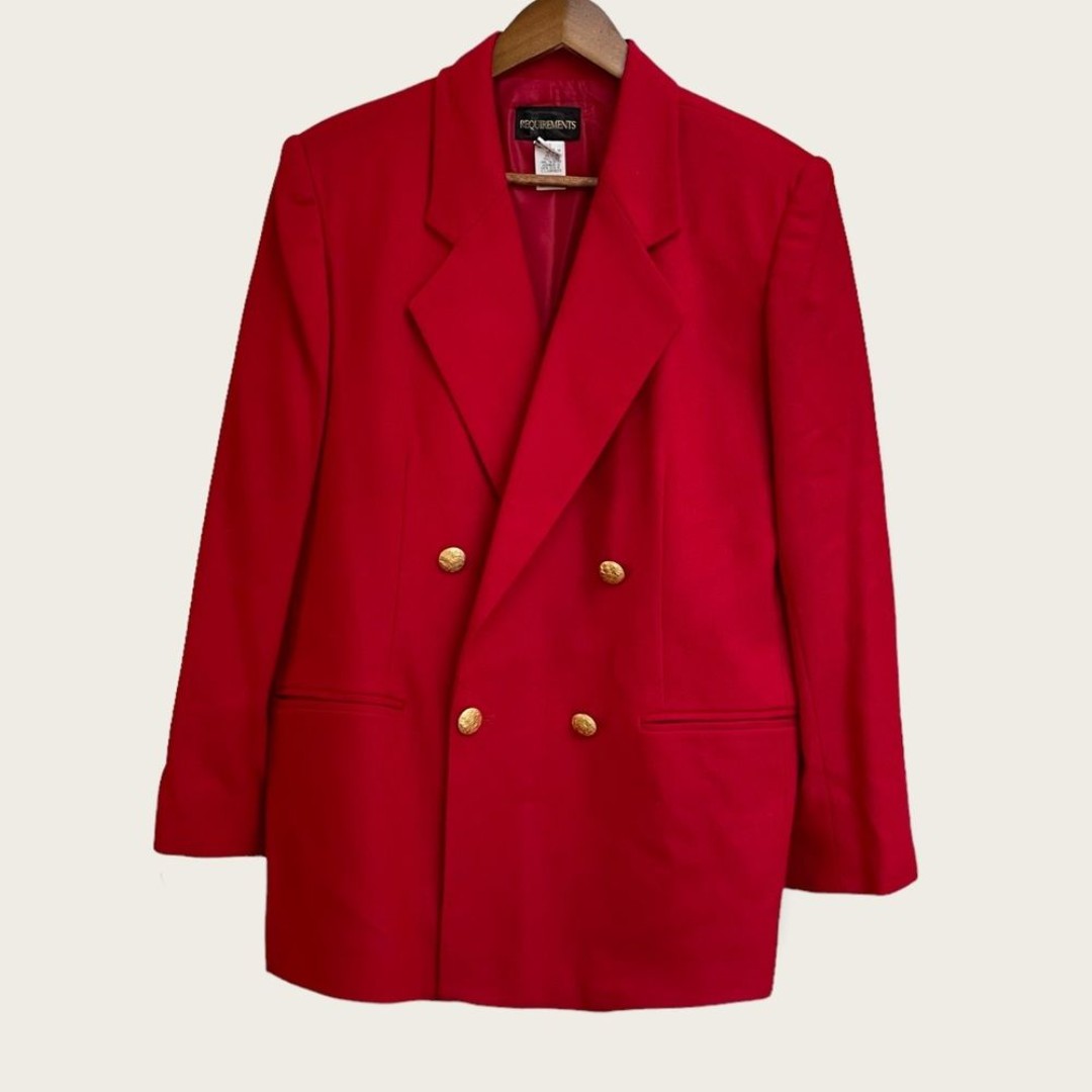 Vintage Women’s Requirements Red Wool Blazer Four Gold Buttons 10