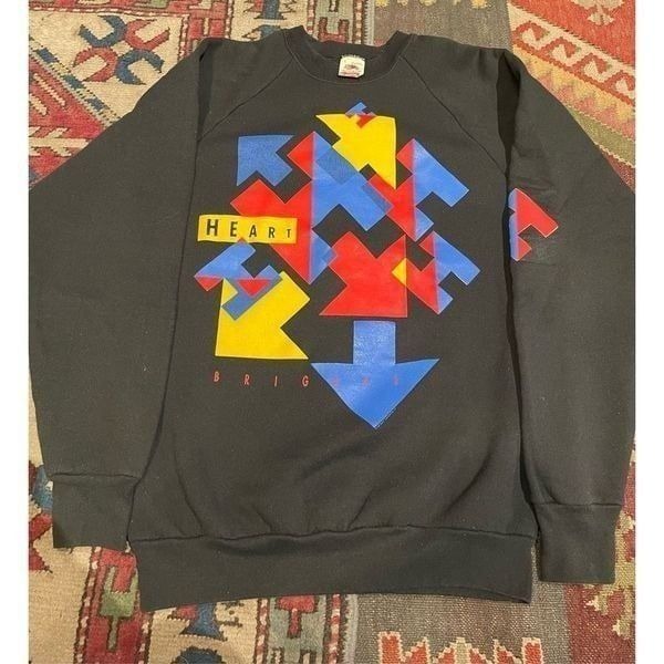 Vintage Heart Brigade Crewneck Sweater Black Large Music Band 90s