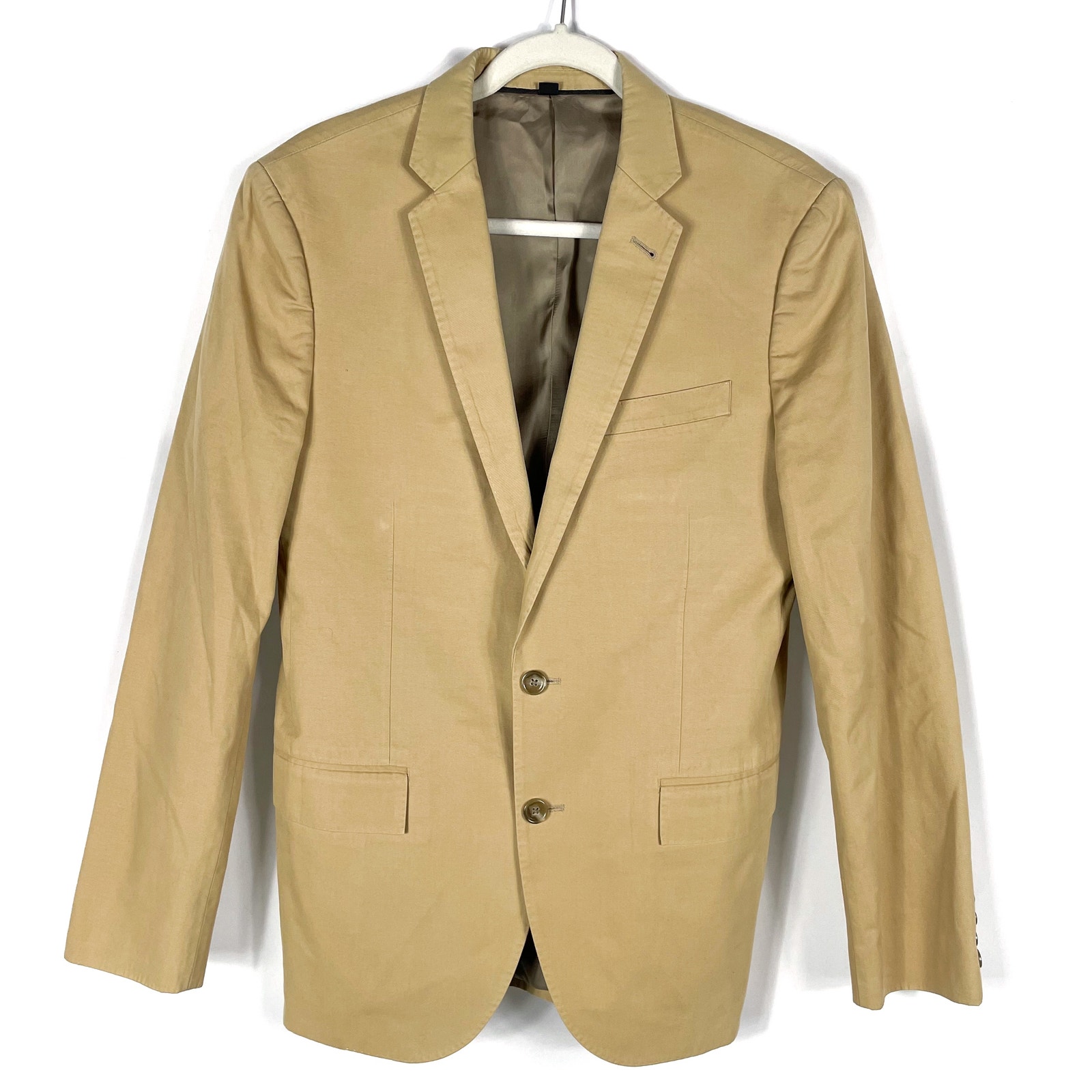 J Crew Ludlow Blazer Tan Two-Button Cotton Jacket Sport Coat Sz 38R Men's