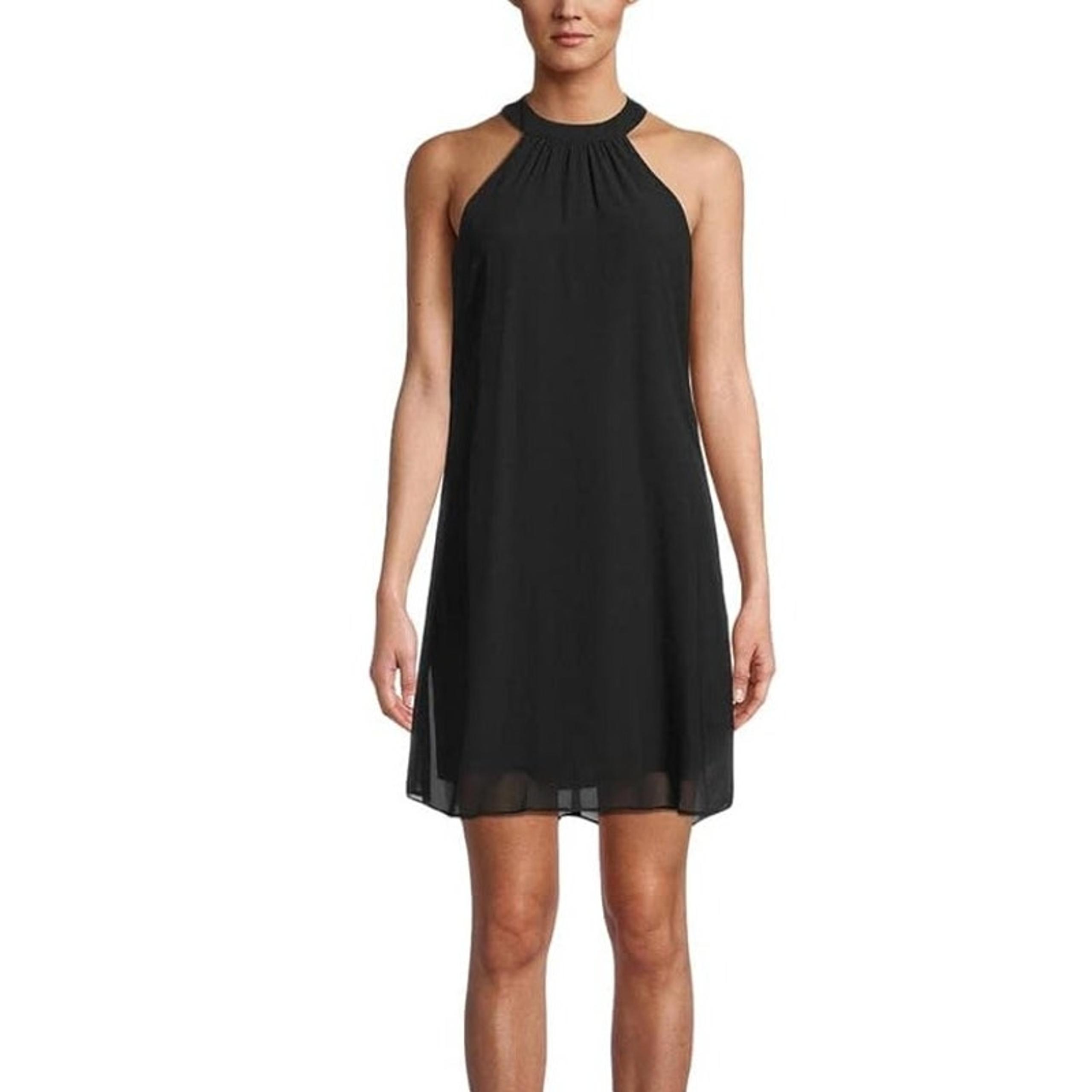 BAR III Black Sheer Halter Shift Dress        Size: M
