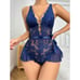 NEW Floral Lace Chain Detail Belted Sleep Bodysuit Without Liner