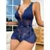 NEW Floral Lace Chain Detail Belted Sleep Bodysuit Without Liner