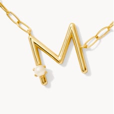 Kendra Scott Pearl Gold Letter M Short Pendant Necklace