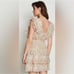 LOVE THE LABEL Ines Floral V-neck Tiered Ruffle Flutter Mini Dress Large