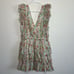 LOVE THE LABEL Ines Floral V-neck Tiered Ruffle Flutter Mini Dress Large