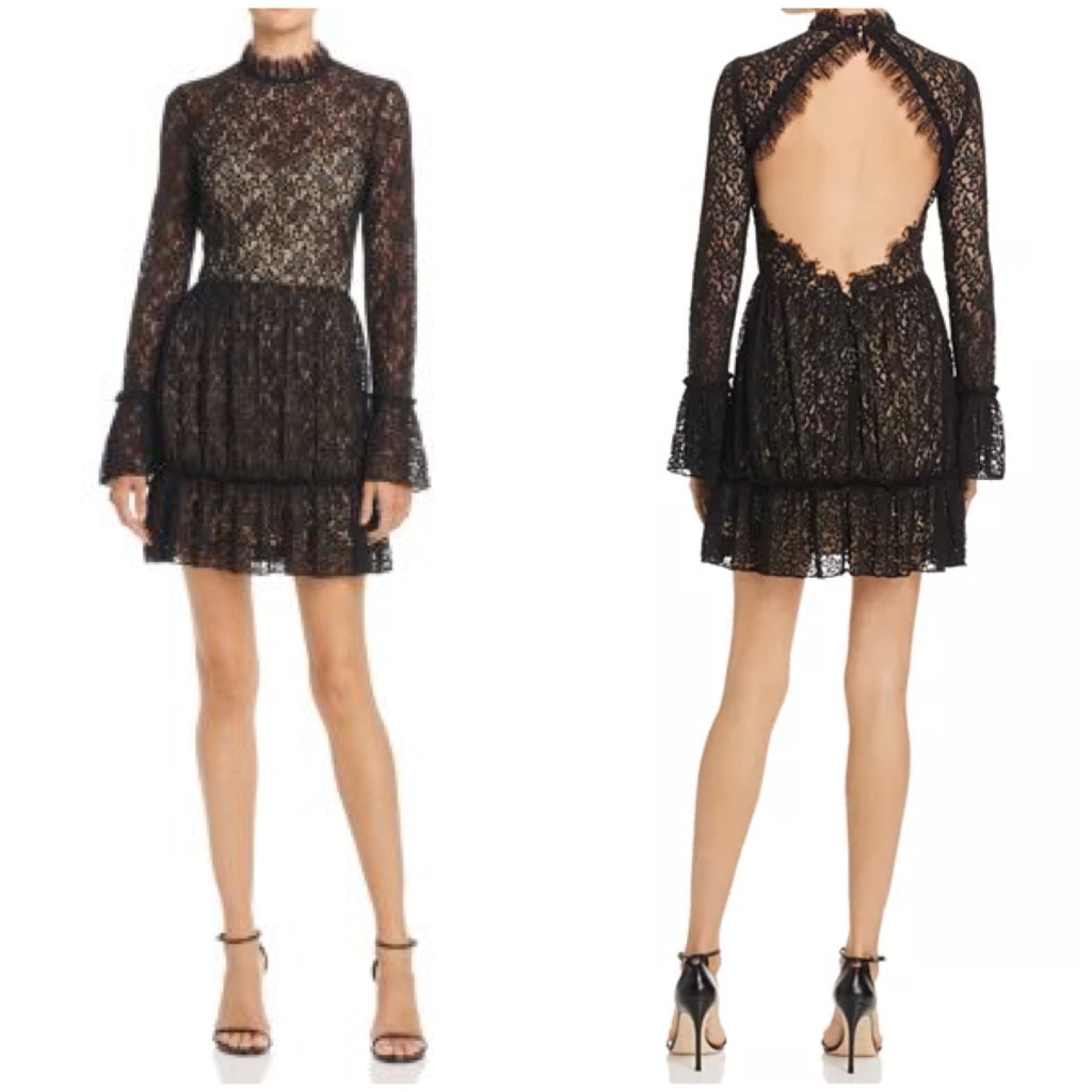 Saylor Womans Dress Black Lace Open Back Dress XS