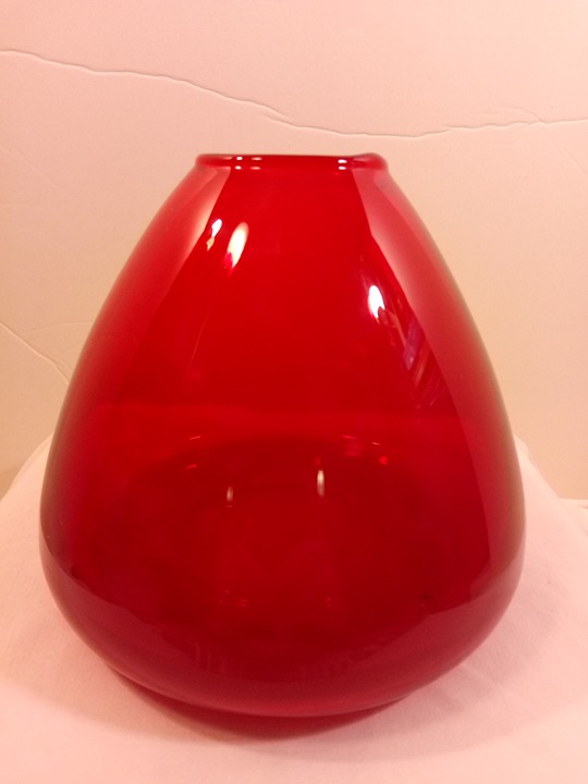 Vintage Red Glass Vase Ruby Series designed by Per Lutken for Holmegaard, 1957