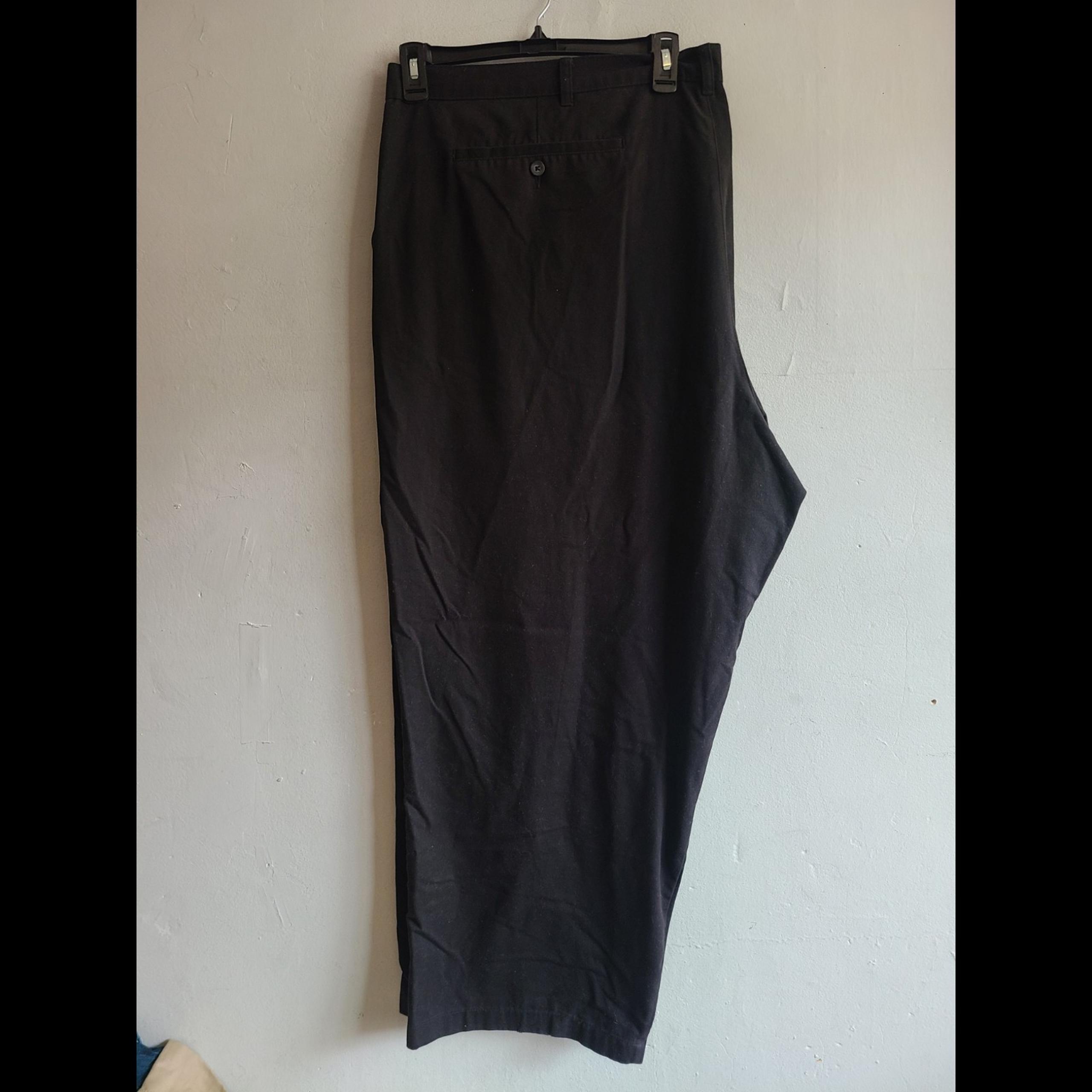 Men's 60" x 32" black chino pants cotton trousers straight leg big & tall