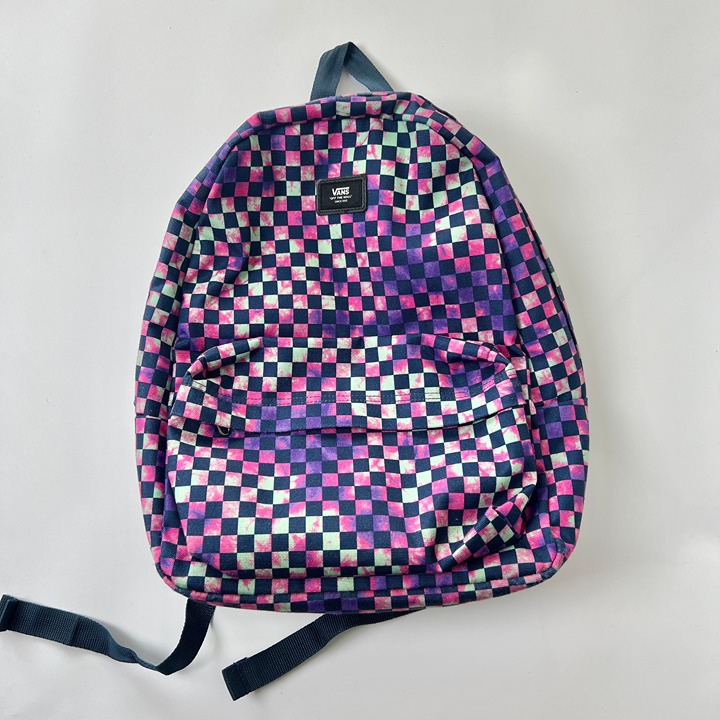 Vans Purple Pink Green Tie Dye Checkerboard School Bag Backpack