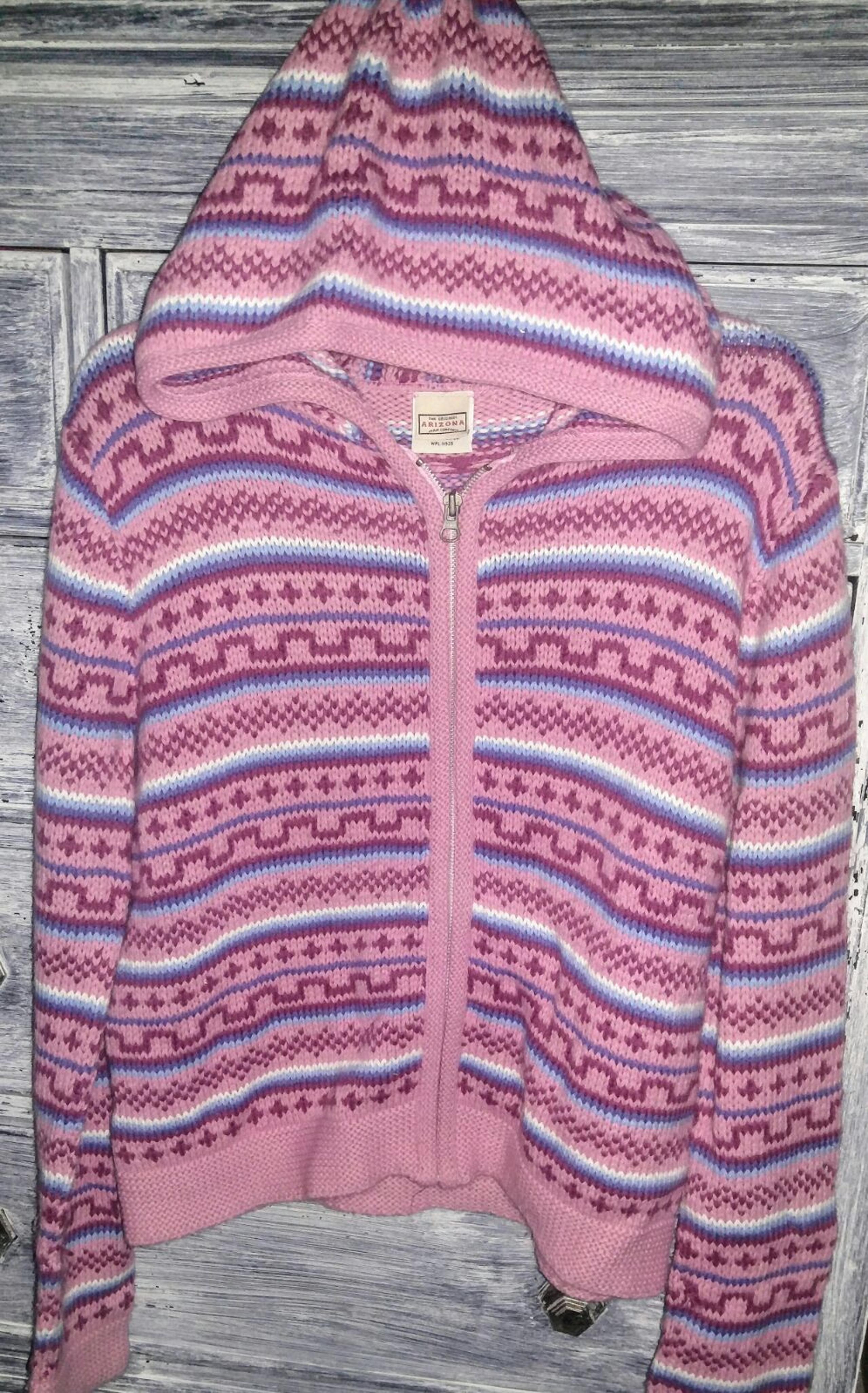 Arizona Pink Aztec Zip Sweater XL