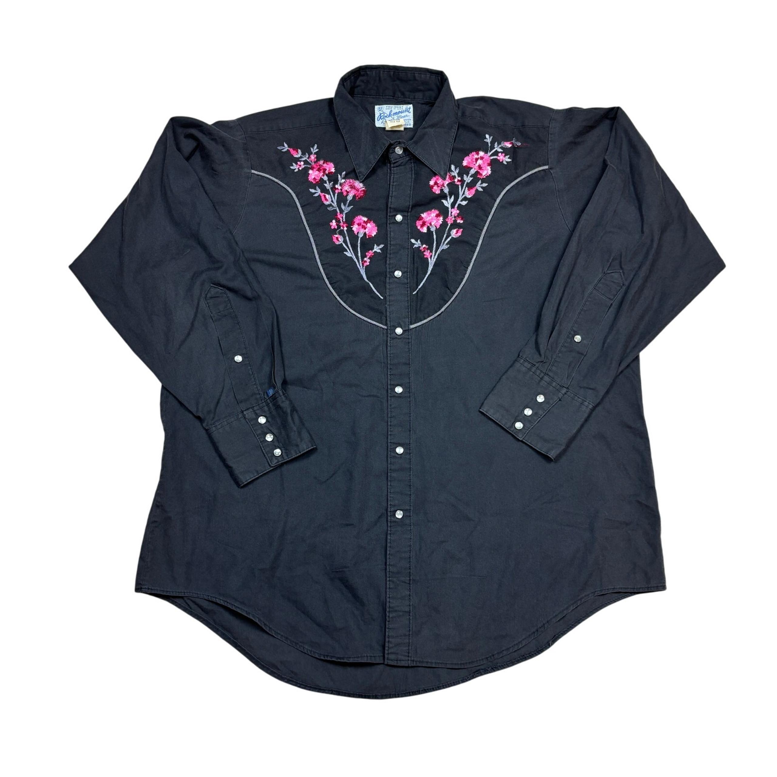 Vintage 70s Rockmount Ranch Wear Pearl Snap Floral Western Shirt Men's 17 M