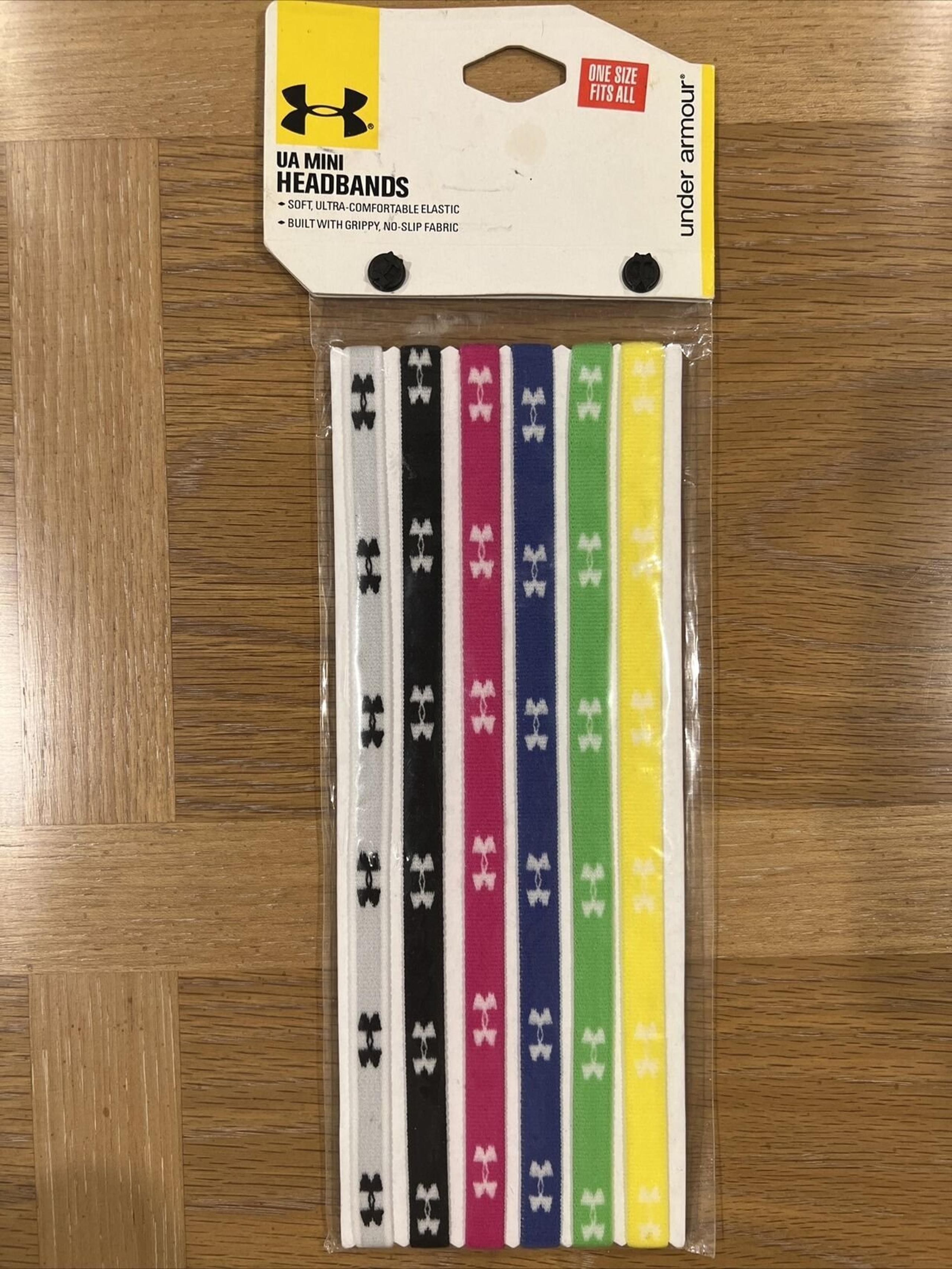 NWT Under Armour Mini Headbands 6-Pack Rainbow White Black Yellow Pink Blue Y2K