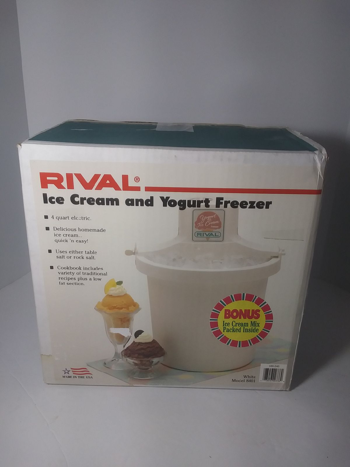 Rival Ice Cream & Frozen Yogurt Maker 8401 New